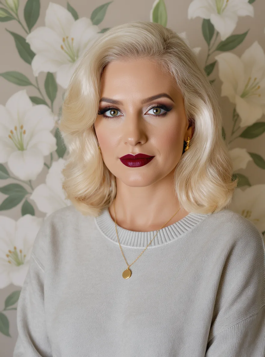 Silver Platinum Blonde Vintage-Inspired Wavy Bob